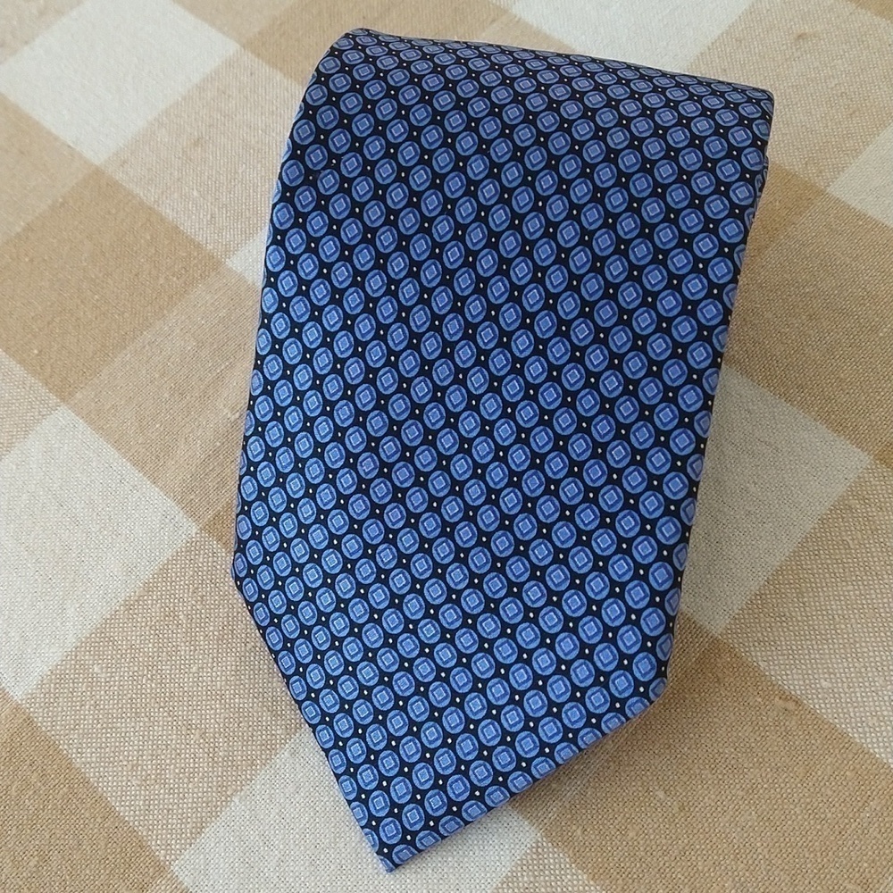 Countess Mara 100% silk blue and black tie old money preppy office wear